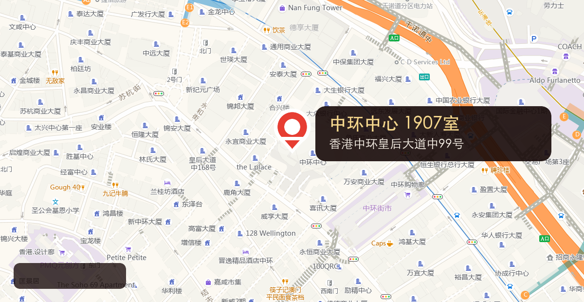 香港中环皇后大道中99号中环中心1907室静态地图